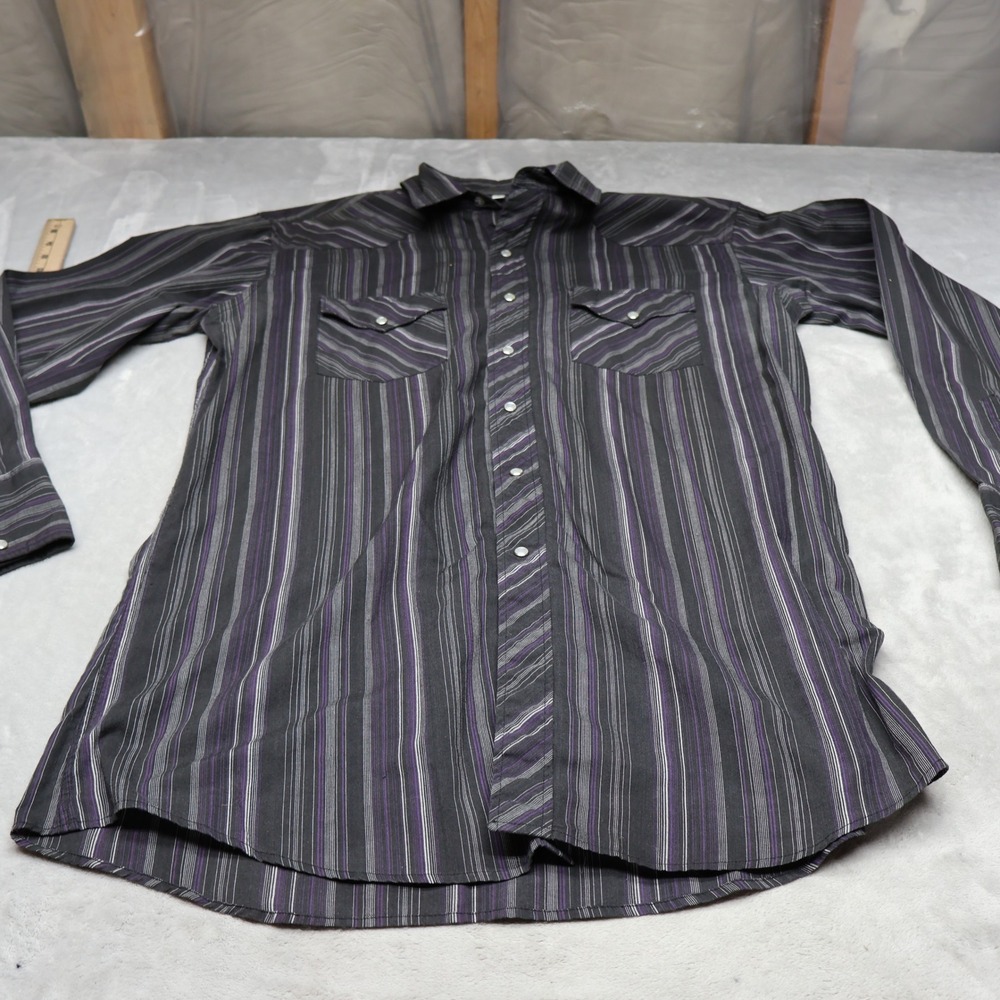 Corral West Shirt Mens Large Purple Striped Pearl Snap Western Ranch Long Sleeve